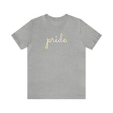 Pangender Pride T-Shirt: Flowing Cursive 'Pride' in Gradient Hues