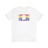 Alabama Pride Flag Tee: Rainbow LGBTQ+ State Silhouette Distressed Shirt