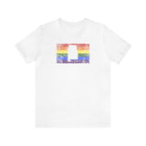 Alabama Pride Flag Tee: Rainbow LGBTQ+ State Silhouette Distressed Shirt