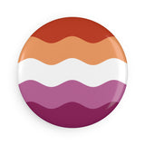 Lesbian Pride Flag Magnet: Ripple Round Button for Fridge