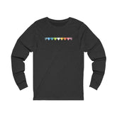 Queer Flag Hearts Long Sleeve Tee: Pride LGBTQ+ Gradient Design