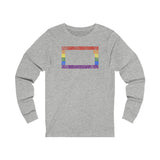 Kansas Pride Flag Long Sleeve Tee: Rainbow LGBTQ+ State Silhouette Distressed Long Sleeve T-Shirt