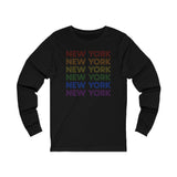 New York LGBTQ+ Pride Flag, Faded Black Long Sleeve Tee