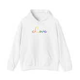Pride Flag Love Script Hoodie: Subtly Elegant Pride Sweatshirt