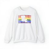 Louisiana Pride Flag Sweater: Rainbow LGBTQ+ State Silhouette Distressed Sweatshirt