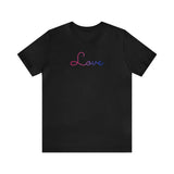 Bisexual Love Script Tee: Subtly Elegant Pride T-Shirt