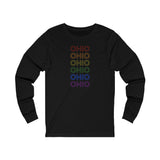 Ohio LGBTQ+ Pride Flag, Faded Black Long Sleeve Tee
