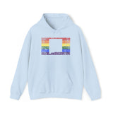 New Mexico Pride Flag Hoodie: Rainbow LGBTQ+ State Silhouette Distressed Hooded Sweatshirt