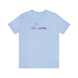 Polyamory Love Script Tee: Subtly Elegant Pride T-Shirt