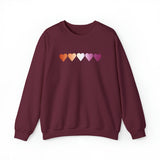 Lesbian Flag Hearts Sweatshirt: Pride LGBTQ+ Gradient Design