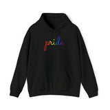 Pride Hoodie: Flowing Cursive 'Pride' in Gradient Hues