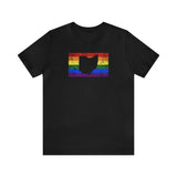 Ohio Pride Flag Tee: Rainbow LGBTQ+ State Silhouette Distressed Shirt