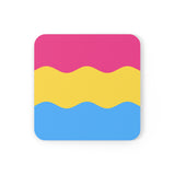 Pansexual Flag Coaster Set: 4 Corkwood Ripple Drink Coasters
