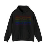 Massachusetts LGBTQ+ Pride Flag, Faded Black Hoodie