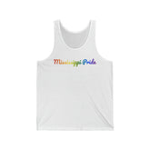 Mississippi Pride Tank Top: Flowing Cursive Design with LGBTQ+ Gradient