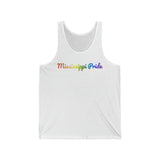 Mississippi Pride Tank Top: Flowing Cursive Design with LGBTQ+ Gradient
