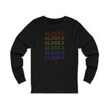 Alaska LGBTQ+ Pride Flag, Faded Black Long Sleeve Tee