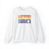 Hawaii Pride Flag Sweater: Rainbow LGBTQ+ State Silhouette Distressed Sweatshirt