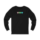 Polysexual Flag Hearts Long Sleeve Tee: Pride LGBTQ+ Gradient Design