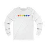 Pride Flag Hearts Long Sleeve Tee: Pride LGBTQ+ Gradient Design