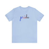 Polyamory Pride T-Shirt: Flowing Cursive 'Pride' in Gradient Hues
