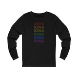 Iowa LGBTQ+ Pride Flag, Faded Black Long Sleeve Tee