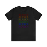 Alaska LGBTQ+ Pride Flag, Faded Black T-Shirt