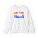 Texas Pride Flag Sweater: Rainbow LGBTQ+ State Silhouette Distressed Sweatshirt