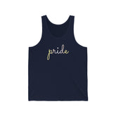 Pangender Pride Tank-Top: Flowing Cursive 'Pride' in Gradient Hues