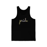 Pangender Pride Tank-Top: Flowing Cursive 'Pride' in Gradient Hues