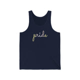 Pangender Pride Tank-Top: Flowing Cursive 'Pride' in Gradient Hues
