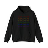 Arkansas LGBTQ+ Pride Flag, Faded Black Hoodie