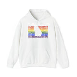 Georgia Pride Flag Hoodie: Rainbow LGBTQ+ State Silhouette Distressed Hooded Sweatshirt