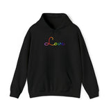 Rainbow Love Script Hoodie: Subtly Elegant Pride Sweatshirt