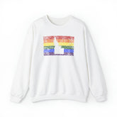 Idaho Pride Flag Sweater: Rainbow LGBTQ+ State Silhouette Distressed Sweatshirt