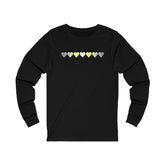Demigender Flag Hearts Long Sleeve Tee: Pride LGBTQ+ Gradient Design