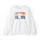Minnesota Pride Flag Sweater: Rainbow LGBTQ+ State Silhouette Distressed Sweatshirt