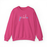Transgender Pride Sweater: Flowing Cursive 'Pride' in Gradient Hues