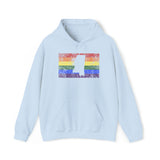Mississippi Pride Flag Hoodie: Rainbow LGBTQ+ State Silhouette Distressed Hooded Sweatshirt
