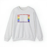 Wyoming Pride Flag Sweater: Rainbow LGBTQ+ State Silhouette Distressed Sweatshirt