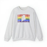 Maine Pride Flag Sweater: Rainbow LGBTQ+ State Silhouette Distressed Sweatshirt