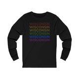 Wisconsin LGBTQ+ Pride Flag, Faded Black Long Sleeve Tee