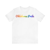 Oklahoma Pride T-Shirt: Flowing Cursive Design with LGBTQ+ Gradient