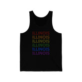 Illinois LGBTQ+ Pride Flag, Faded Black Tank-Top
