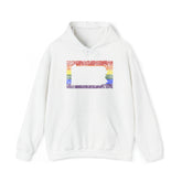 Pennsylvania Pride Flag Hoodie: Rainbow LGBTQ+ State Silhouette Distressed Hooded Sweatshirt