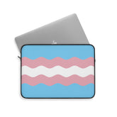 Transgender Pride Flag Laptop Sleeve: Ripple Print Protective Case