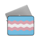 Transgender Pride Flag Laptop Sleeve: Ripple Print Protective Case