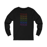 Texas LGBTQ+ Pride Flag, Faded Black Long Sleeve Tee