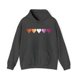 Lesbian Flag Hearts Hoodie: Pride LGBTQ+ Gradient Design