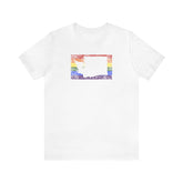 Washington Pride Flag Tee: Rainbow LGBTQ+ State Silhouette Distressed Shirt
